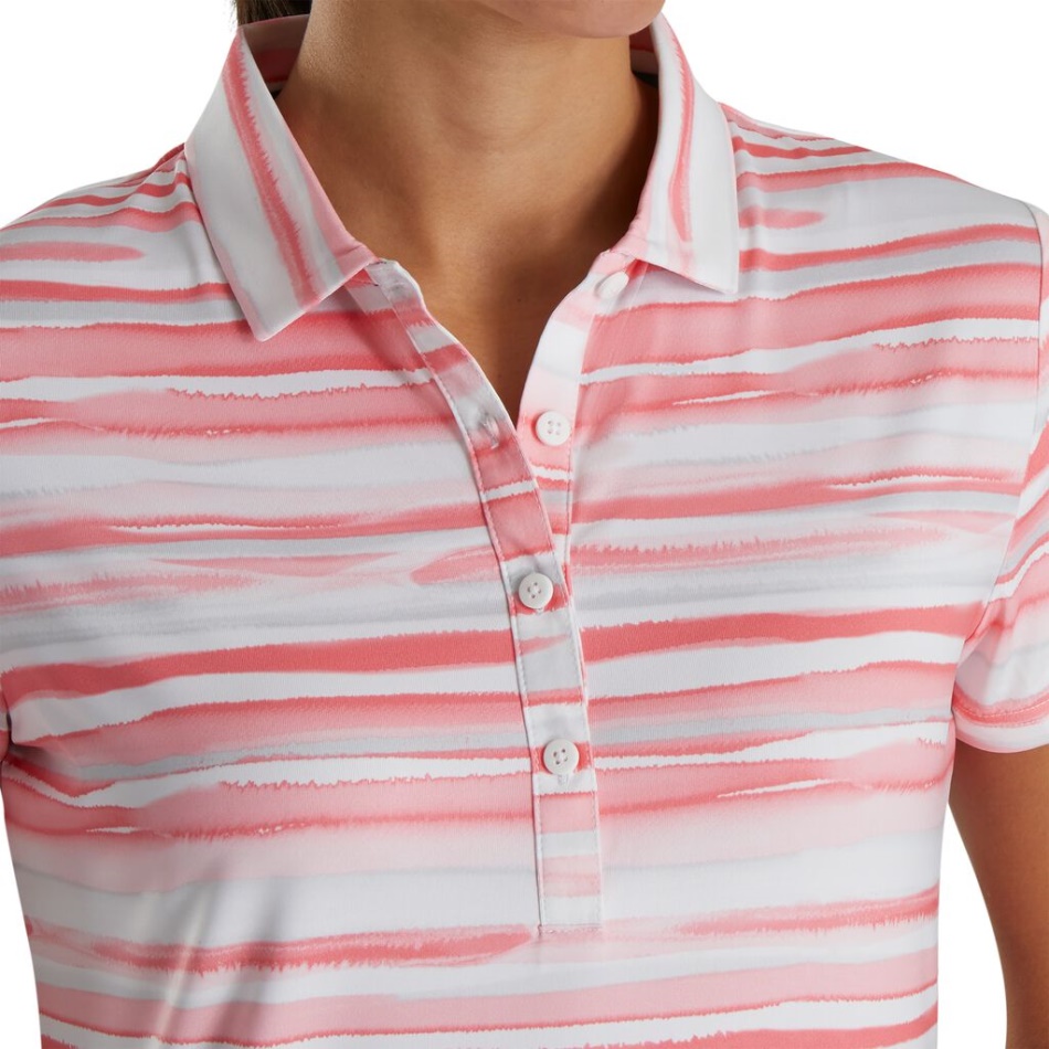 Footjoy Pt Coral Brilhante Manga Curta Aquarela Feminina