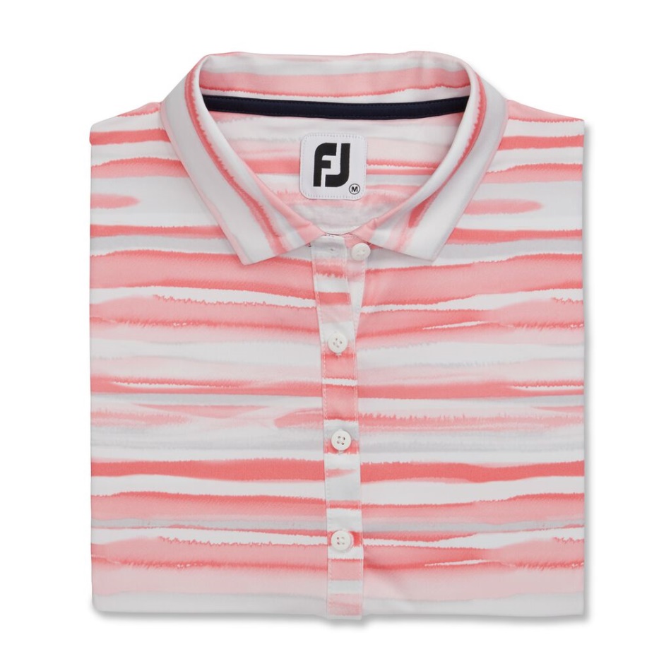 Footjoy Pt Coral Brilhante Manga Curta Aquarela Feminina