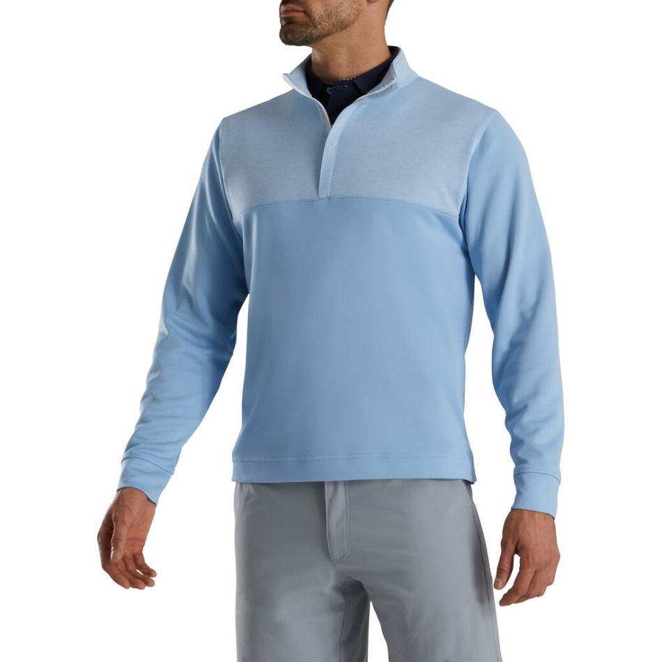 Footjoy Pt Crepúsculo Azul Heather Jugo Meio Zíper Camada Intermediária