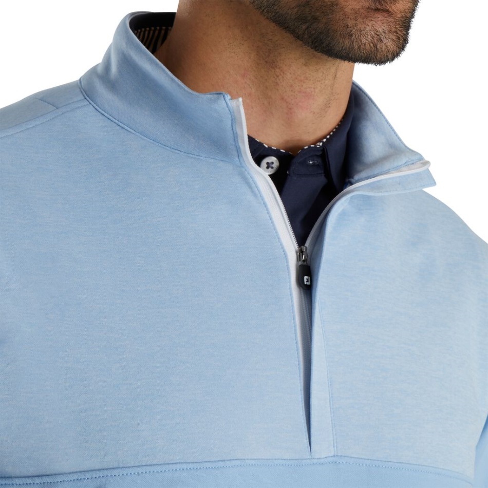 Footjoy Pt Crepúsculo Azul Heather Jugo Meio Zíper Camada Intermediária