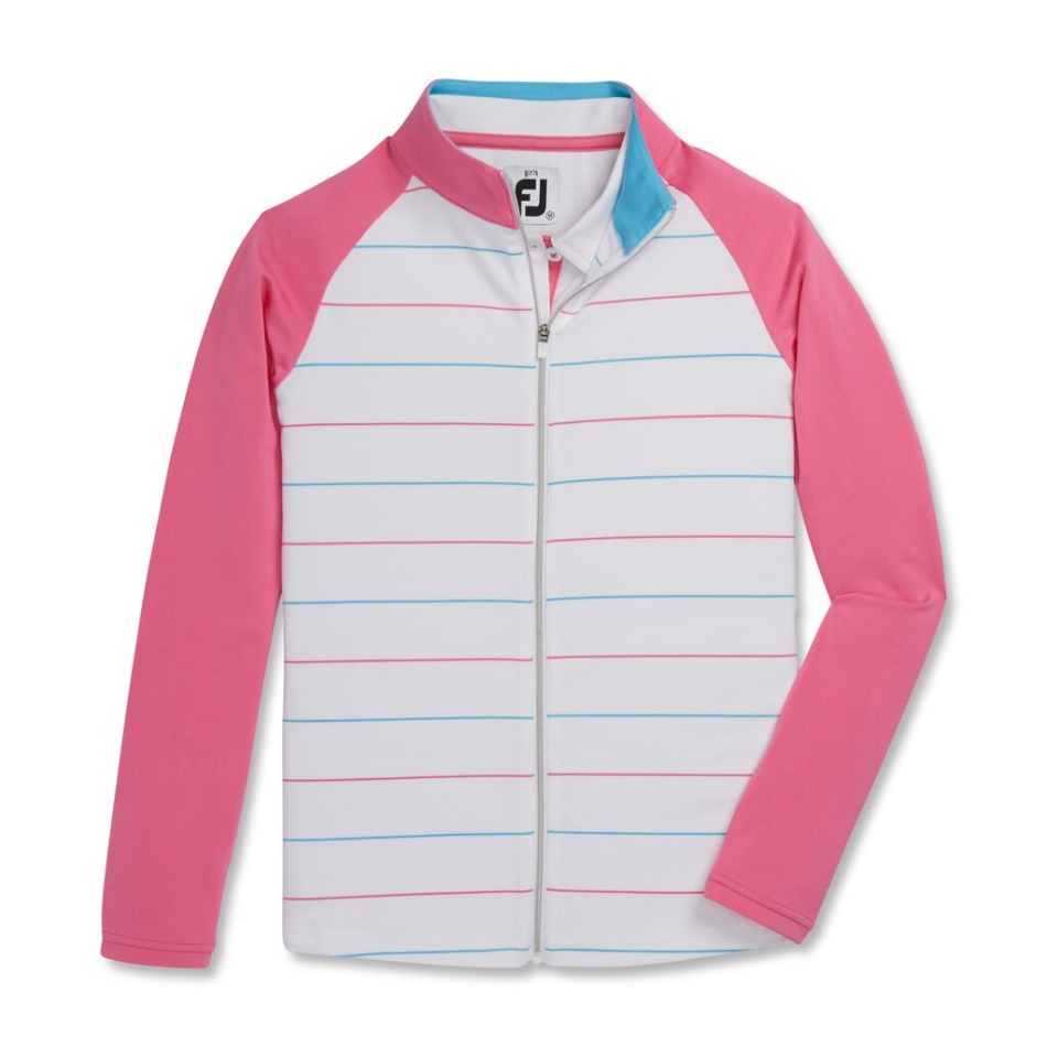 Footjoy Pt Faixa De Zíper Completo Camada Intermediária Junior Girl White-hot Pink-aqua