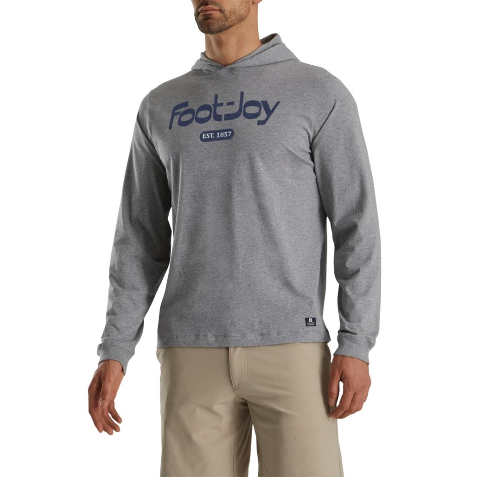 Footjoy Pt Fj Heritage Moletom Com Capuz De Manga Longa Estilo Da Estação Anterior Cinza