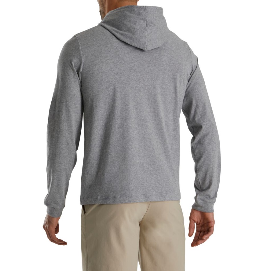Footjoy Pt Fj Heritage Moletom Com Capuz De Manga Longa Estilo Da Estação Anterior Cinza