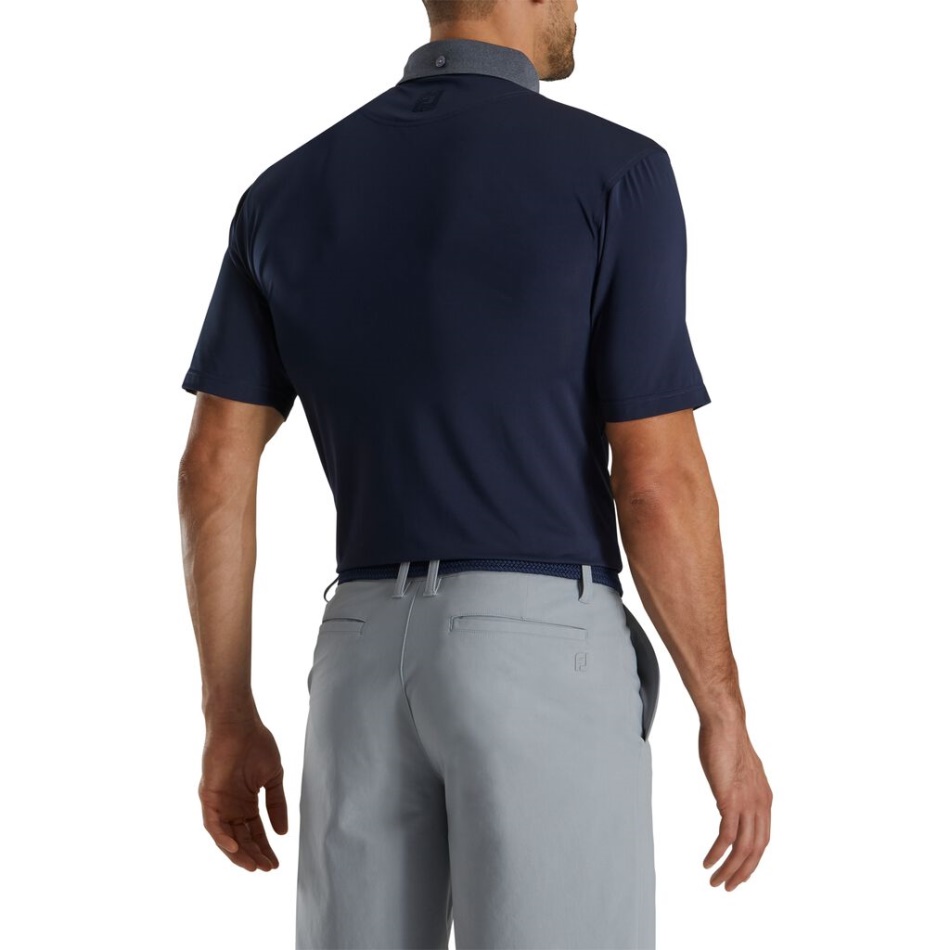 Footjoy Pt Guarnição Tonal Bolso Liso Lisle Gola Auto-estação Anterior Estilo Marinho