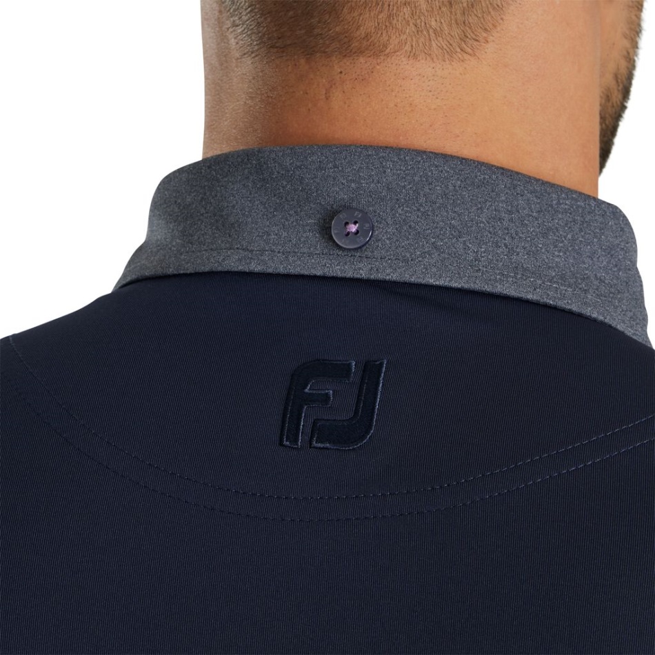 Footjoy Pt Guarnição Tonal Bolso Liso Lisle Gola Auto-estação Anterior Estilo Marinho