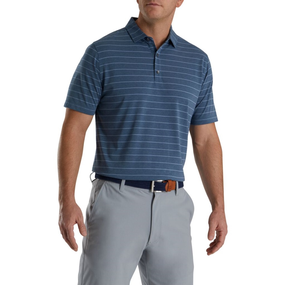 Footjoy Pt Heather Storm-river Rock Ajuste Atlético Camisa Listrada Aberta Gola Automática