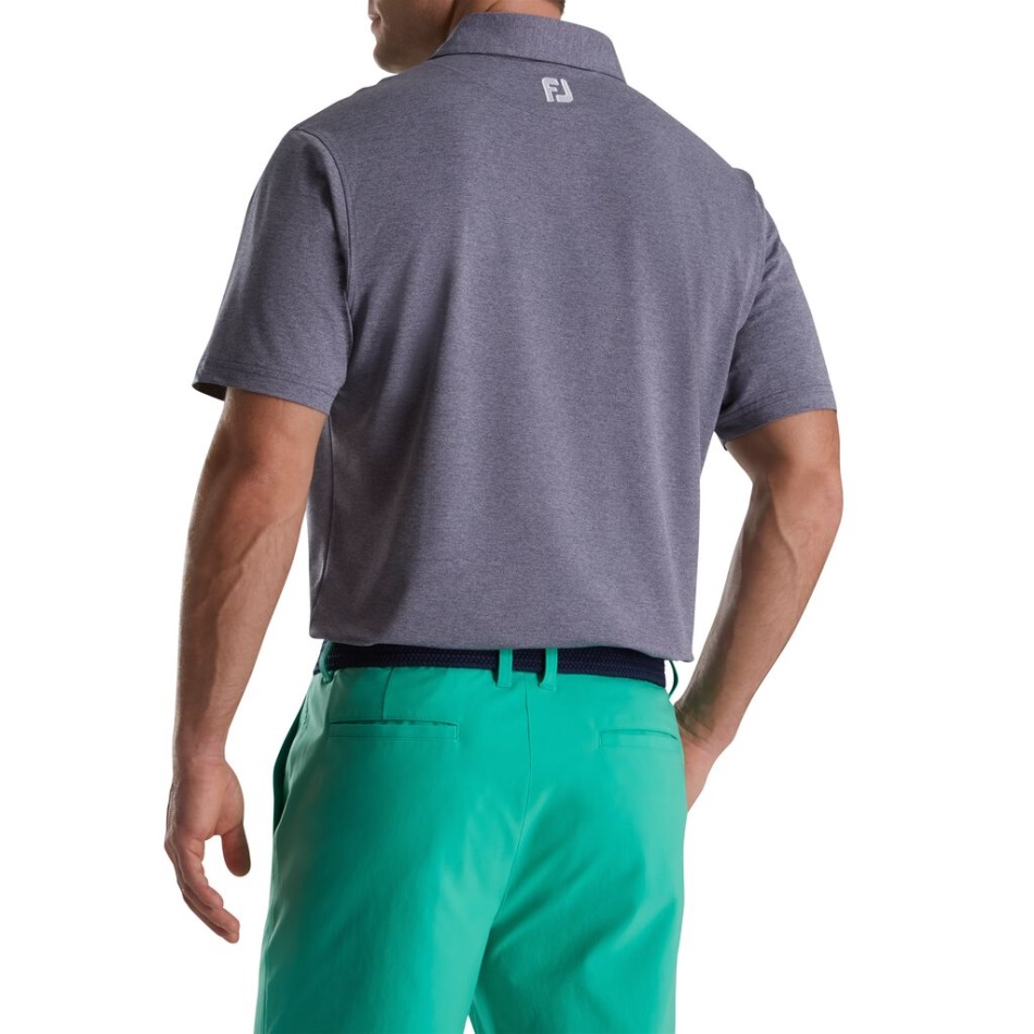 Footjoy Pt Heather Stretch Piquê Sólido Gola Autocolante Azul Marinho