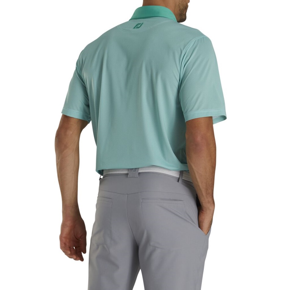 Footjoy Pt Jade-white Stretch Lisle Mini Check Print