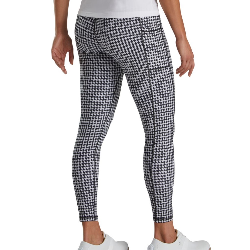 Footjoy Pt Leggings Com Estampa Houndstooth Mulheres Pretas