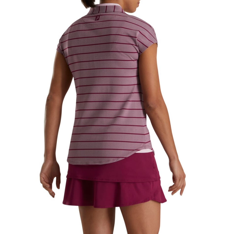 Footjoy Pt Manga Boné Rosa Figo Jacquard Listrado Birdeye Feminino