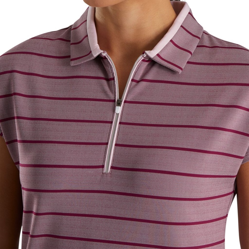 Footjoy Pt Manga Boné Rosa Figo Jacquard Listrado Birdeye Feminino