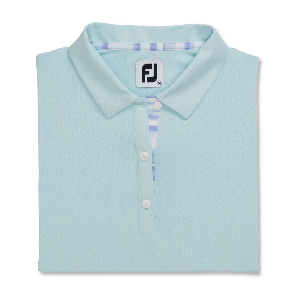 Footjoy Pt Manga Curta Acabamento Em Aquarela Feminino - Temporada Anterior Estilo Céu