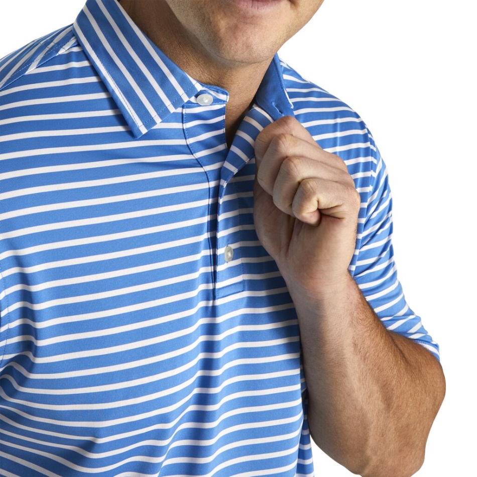 Footjoy Pt Marine-white Lisle Colarinho Auto Listrado De 2 Cores