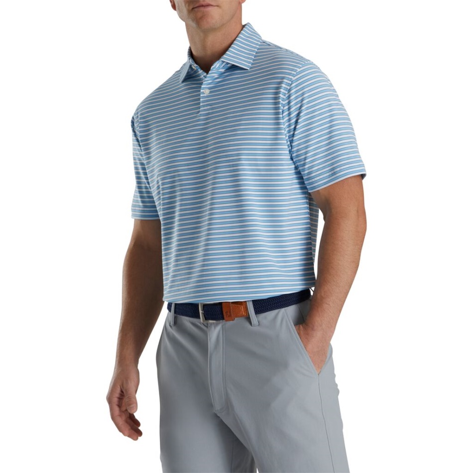 Footjoy Pt Mini Listra Regimental Lisle Auto Colar Crepúsculo Azul-branco-tinta