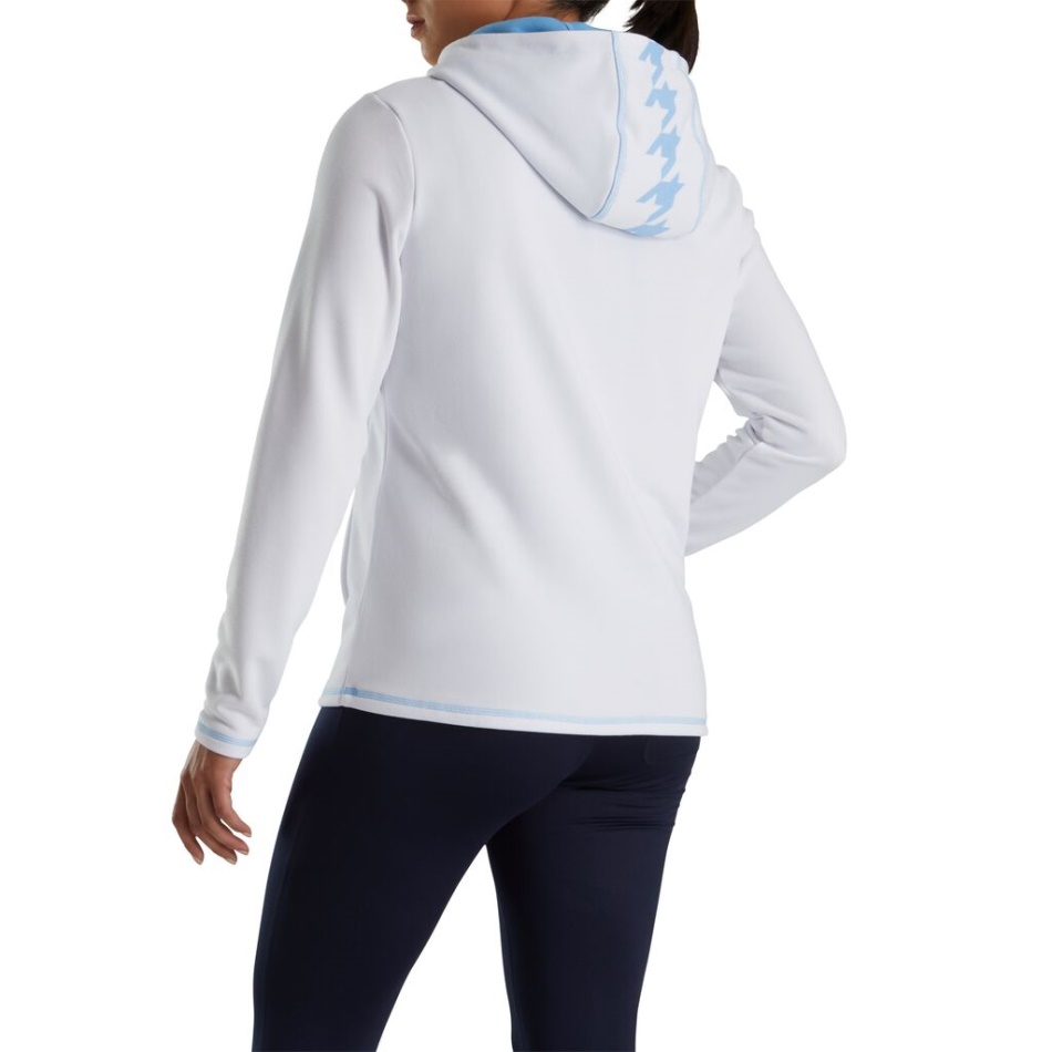 Footjoy Pt Moletom Com Capuz Branco-claro Houndstooth Meio Zíper Feminino