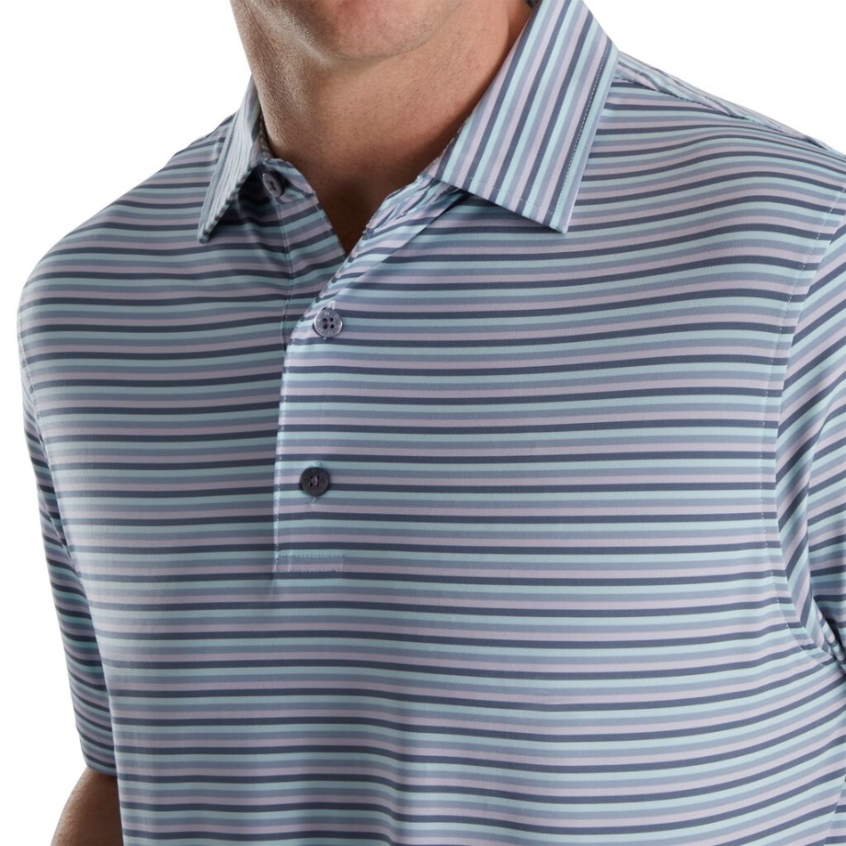 Footjoy Pt Multi Listras Lisle Auto Colar Azul-denim-poeira Roxo-bluestone