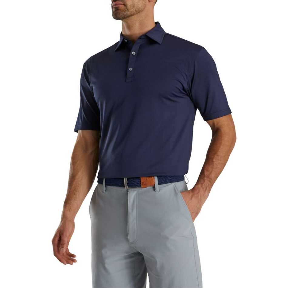 Footjoy Pt Navy Fio Slub Sólido Gola Auto-estilo Da Temporada Anterior