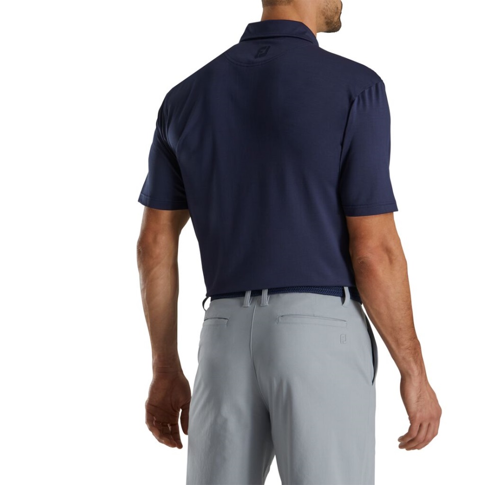 Footjoy Pt Navy Fio Slub Sólido Gola Auto-estilo Da Temporada Anterior