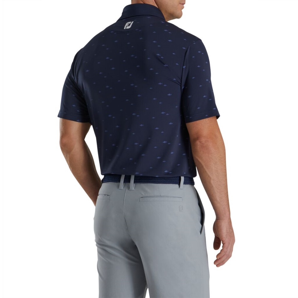 Footjoy Pt Navy School Of Fish Impressão Lisle Gola Auto-estilo Da Estação Anterior