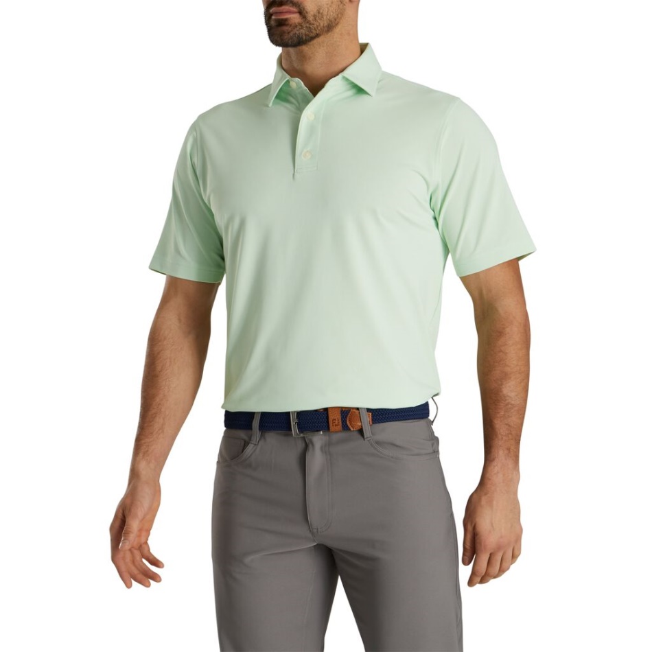 Footjoy Pt Performance Stretch Piquê Sólido Autocolante Menta