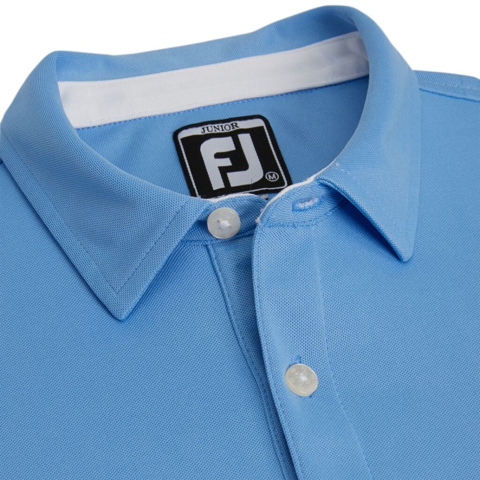 Footjoy Pt Piquê Sólido Gola Auto Júnior Azul Claro