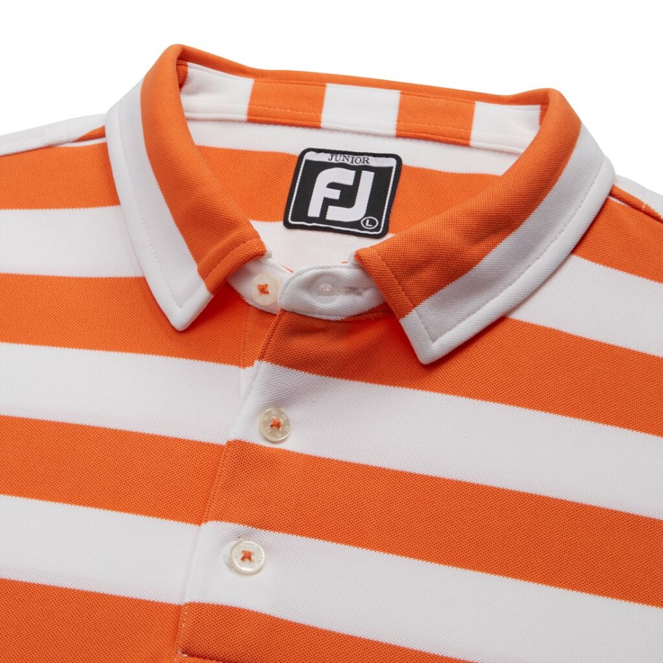 Footjoy Pt Rugby Stripe Piquê Júnior Laranja-branco
