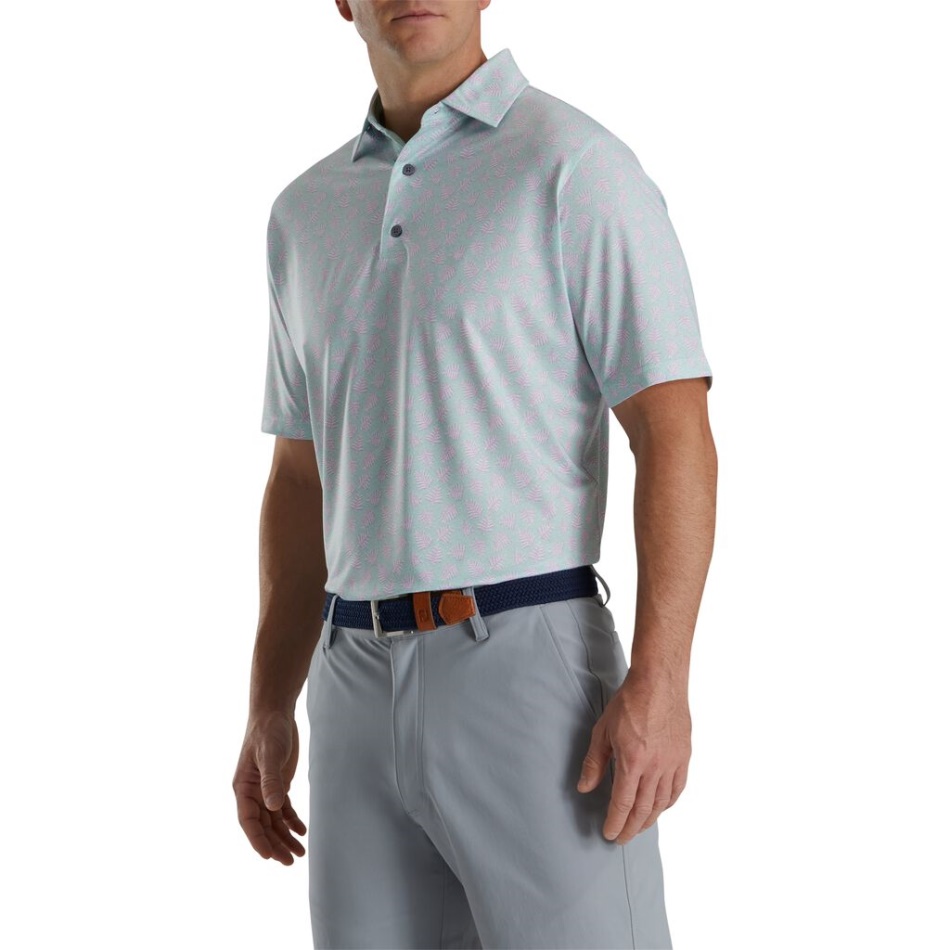 Footjoy Pt Sage-lavanda Sombra Palm Print Lisle Gola Auto-estilo Da Estação Anterior