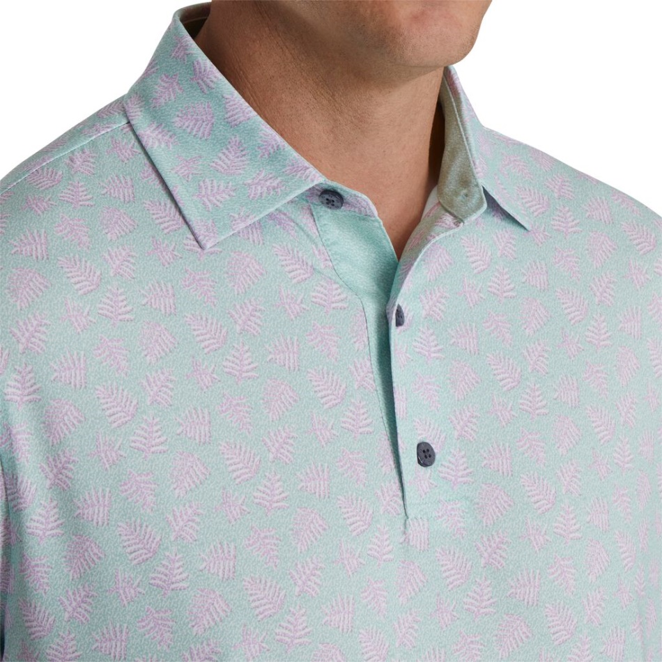 Footjoy Pt Sage-lavanda Sombra Palm Print Lisle Gola Auto-estilo Da Estação Anterior