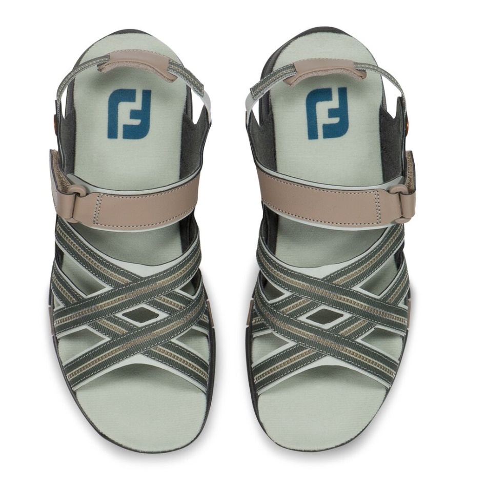 Footjoy Pt Sandálias De Golfe Femininas - Estilo Da Estação Anterior Bronzeado Cinza Claro