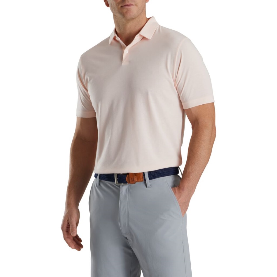 Footjoy Pt Shell Rosa Ajuste Atlético Jérsei Sólido Colarinho