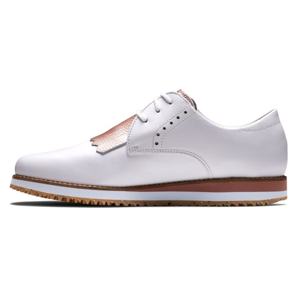 Footjoy Pt Sport Retrô - Kiltie Mulheres - Estilo Da Temporada Anterior Rosa Branca