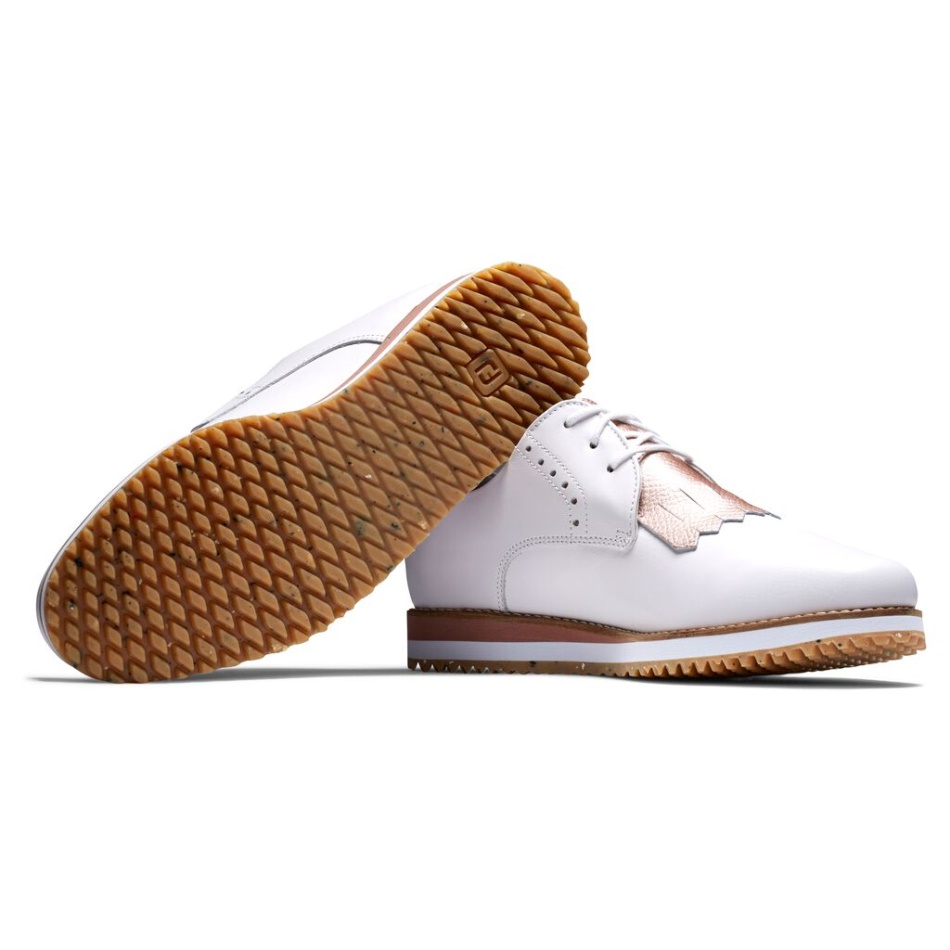 Footjoy Pt Sport Retrô - Kiltie Mulheres - Estilo Da Temporada Anterior Rosa Branca