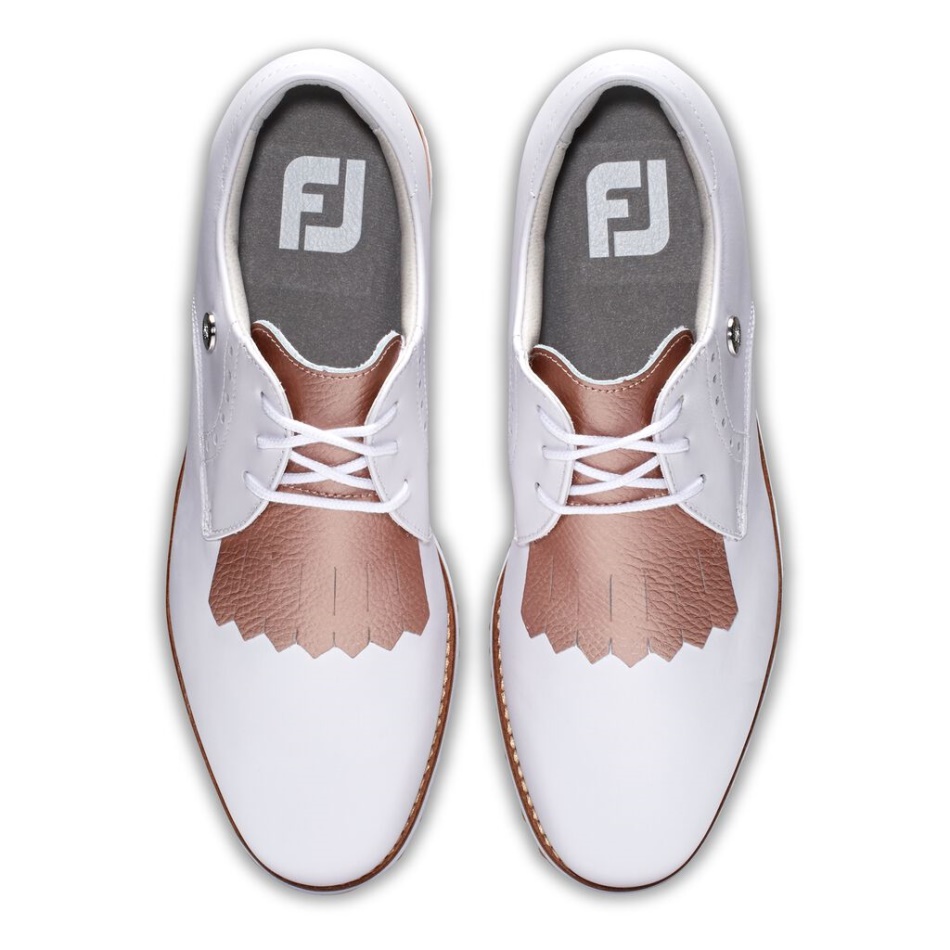 Footjoy Pt Sport Retrô - Kiltie Mulheres - Estilo Da Temporada Anterior Rosa Branca