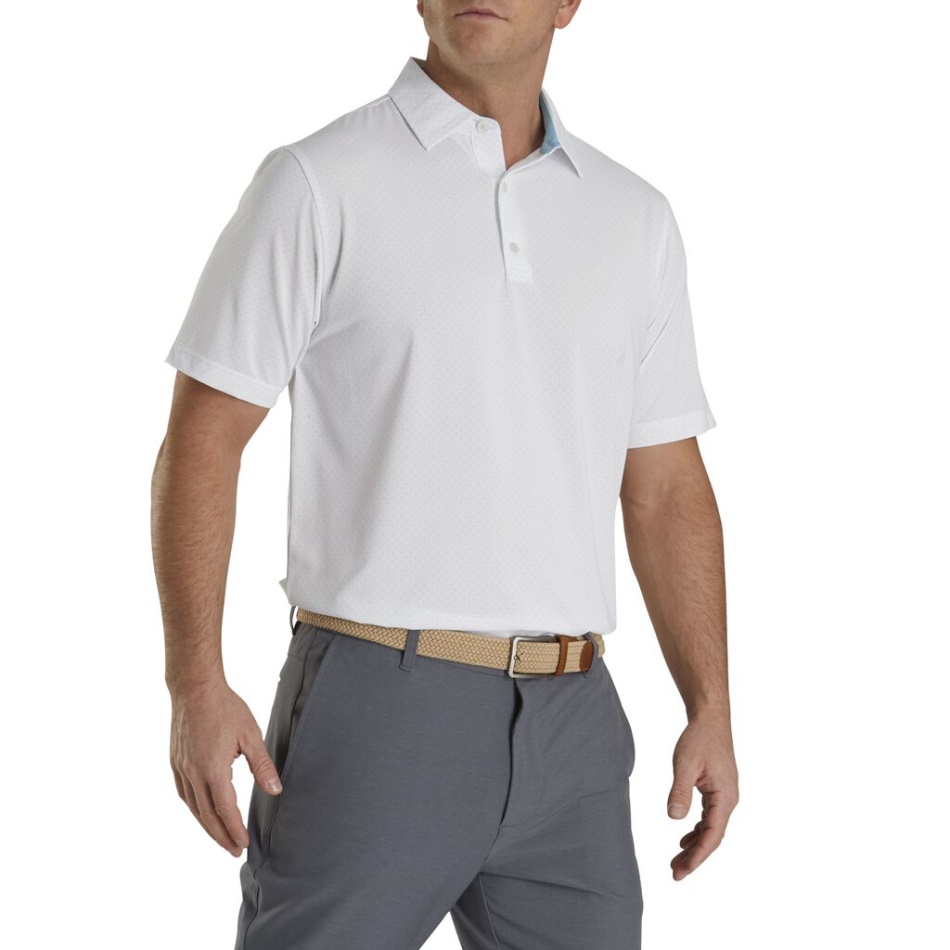 Footjoy Pt Stretch Lisle Estampa De Bolinhas Branco-azul Claro