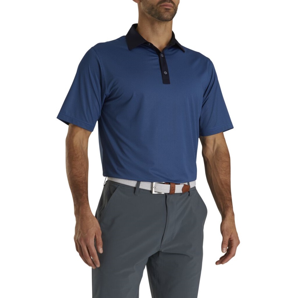 Footjoy Pt Stretch Lisle Estampa Xadrez Mini Azul Marinho