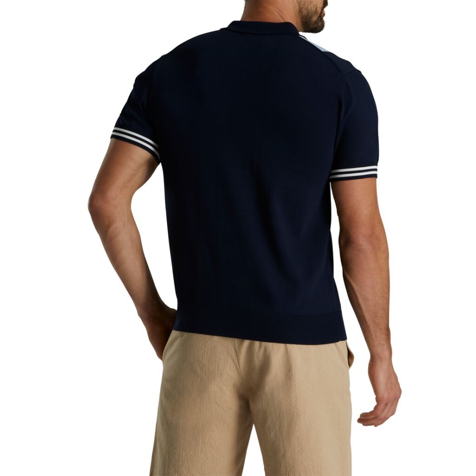 Footjoy Pt Suéter Branco-claro Azul Marinho Polo Listrado