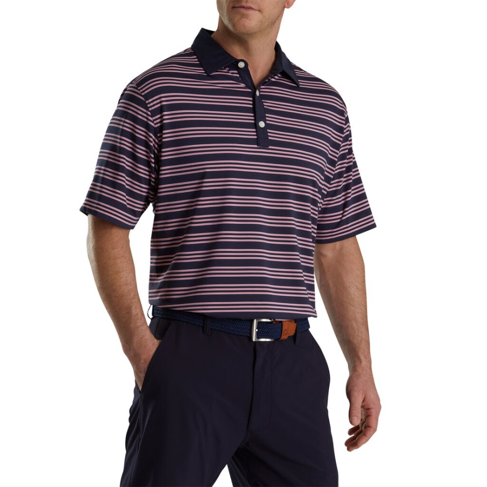 Footjoy Pt Trio Stripe Lisle Gola Auto Navy