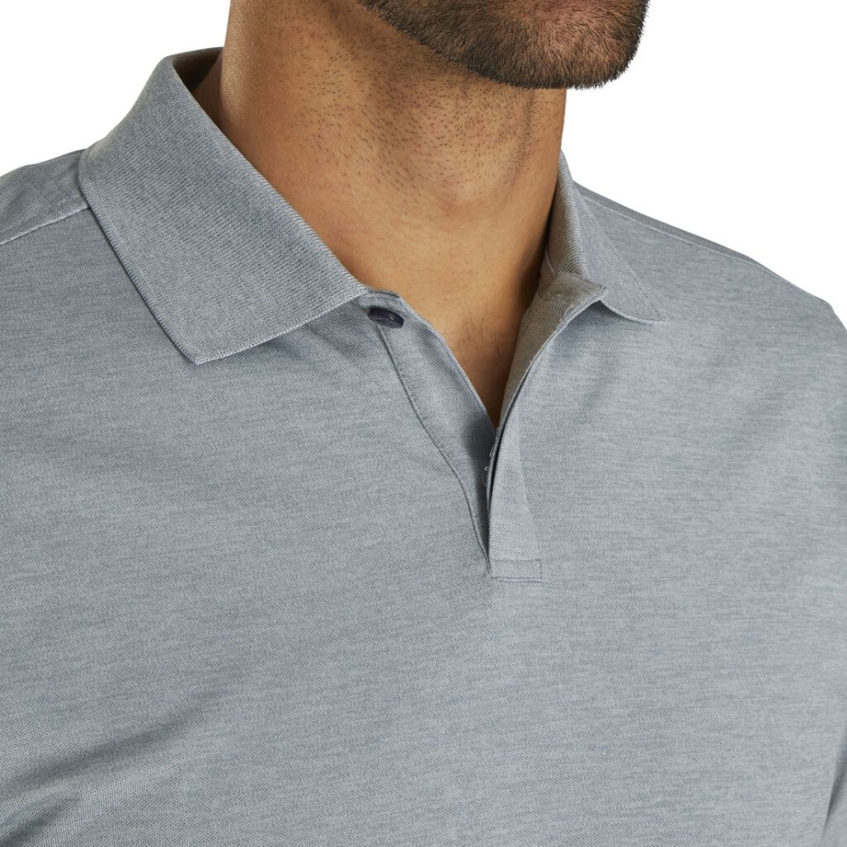 Footjoy Pt Urze Cinza-limão Ajuste Atlético Piquê Manga Bloco Gola De Malha - Estilo Da Temporada Anterior