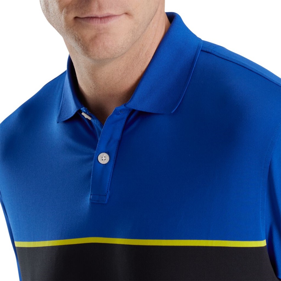 Gola De Malha Lisle Branco-oceano-preto Footjoy Pt Teoria Das Cores