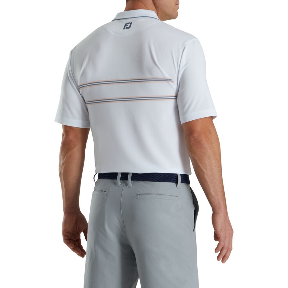 Gola De Tricô Footjoy Pt Banda Dupla Branca Lisle