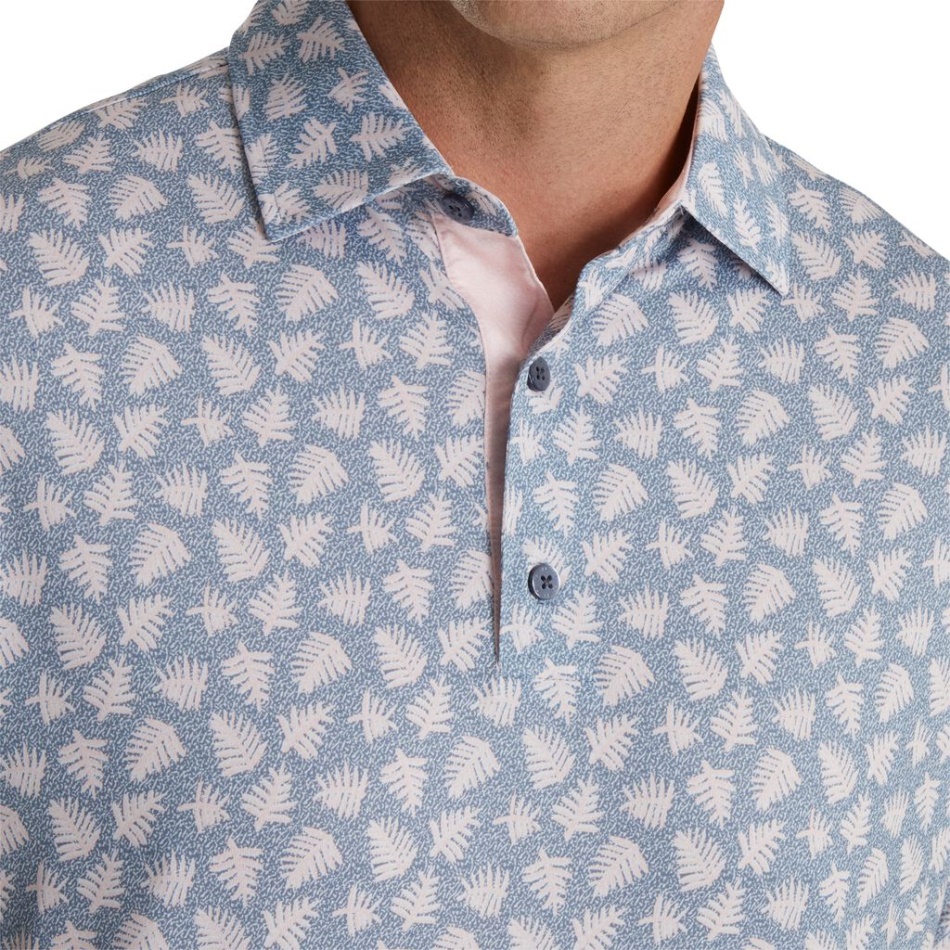 Grafite-quartzo Rosa Atlético Fit Estampado Shadow Palm Lisle Colarinho Próprio Footjoy Pt