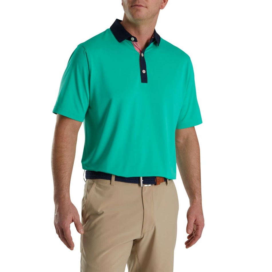 Guarnição De Impressão Em Espiral Sólida Lisle Auto Colar Footjoy Pt Mar Verde