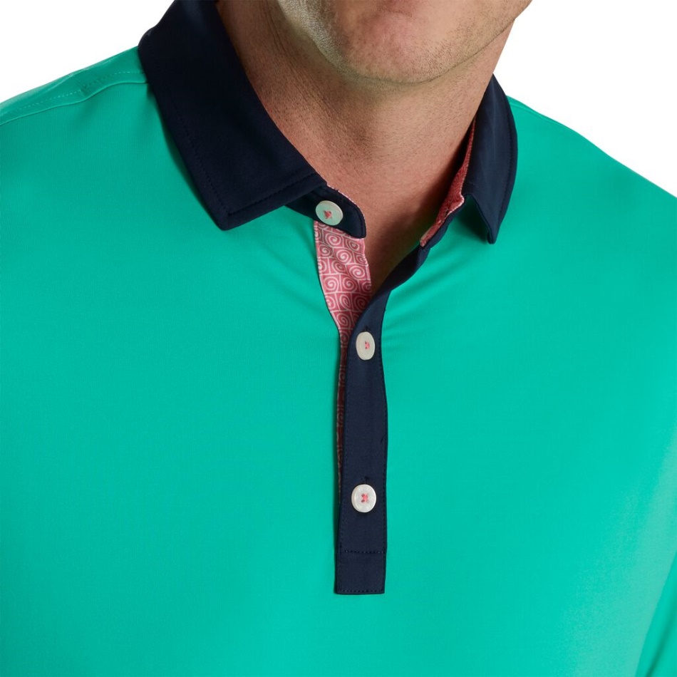 Guarnição De Impressão Em Espiral Sólida Lisle Auto Colar Footjoy Pt Mar Verde