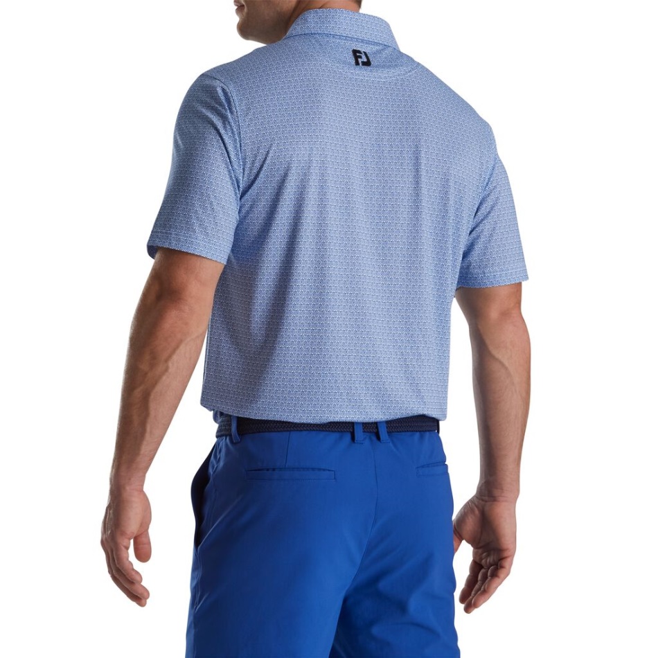 Impressão De Linha Espiral Oceano Branco Lisle Colarinho Próprio Footjoy Pt