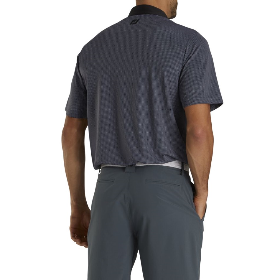 Impressão De Mini Cheque Preto-slate Footjoy Pt Stretch Lisle