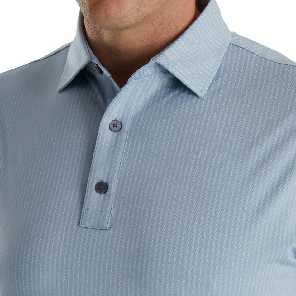 Impressão Em Zigue-zague Lisle Colarinho Próprio Footjoy Pt Pomba Cinza-branco