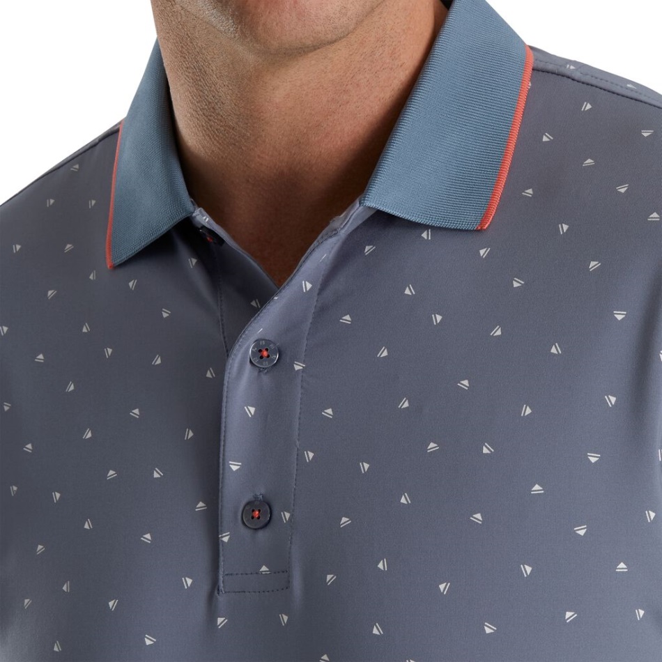 Impressão Push Play Branca Grafite Gola De Malha Lisle - Estilo Da Temporada Anterior Footjoy Pt