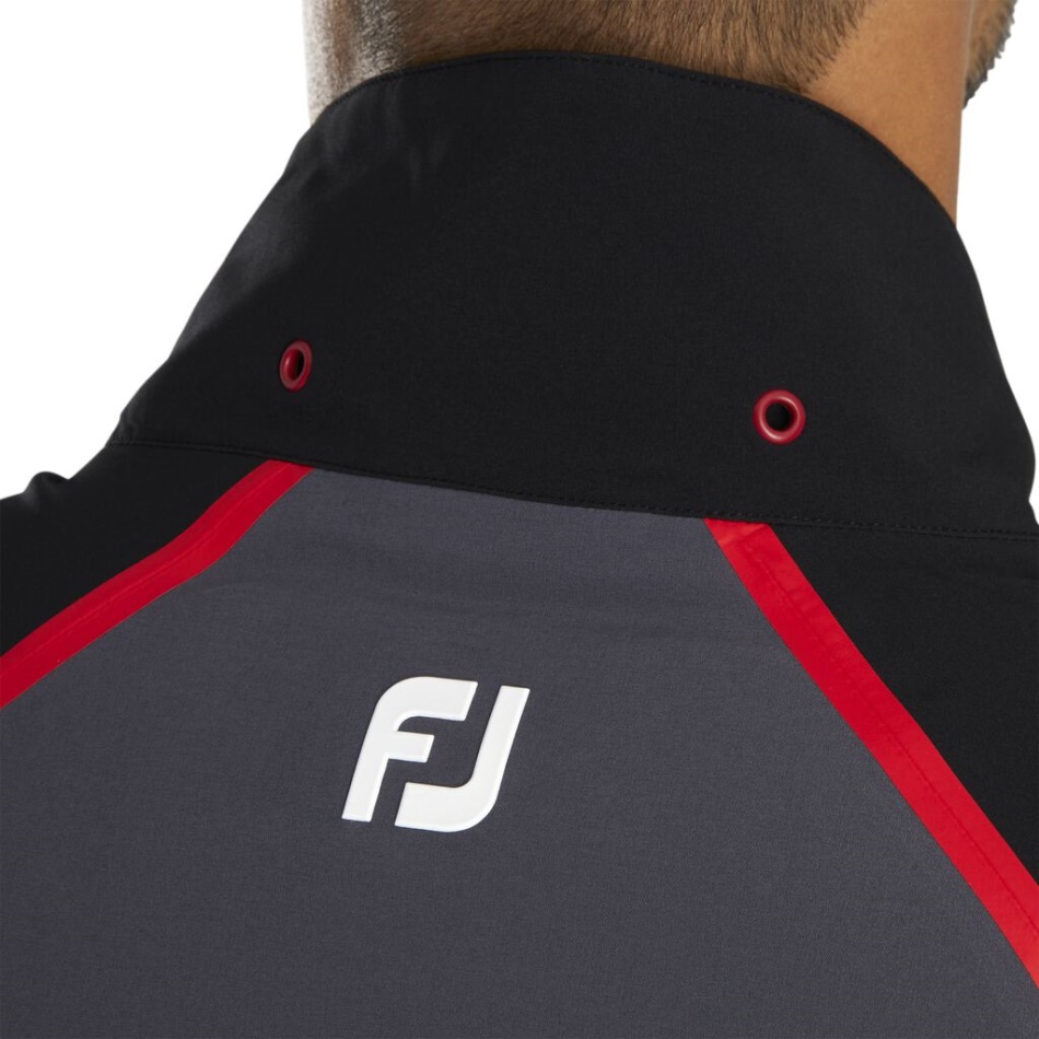 Jaqueta De Chuva Hidrotour Footjoy Pt Preto-carvão-vermelho