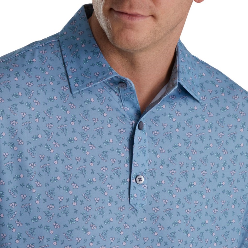 Jeans Empoeirado Roxo-azul Footjoy Pt Mini Colarinho Floral Lisle