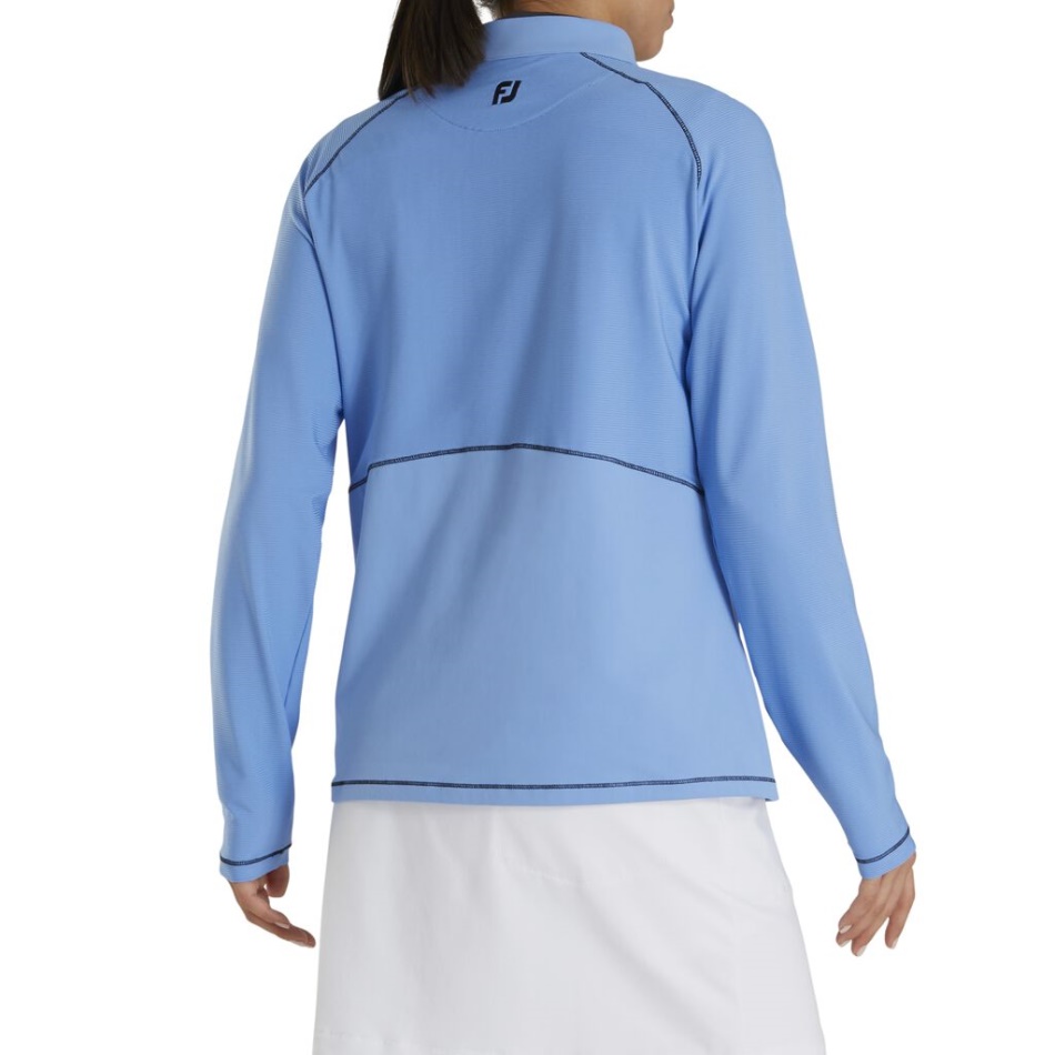 Jérsei Mix Azul Canelado Quarto De Zíper Feminino - Estilo Da Temporada Anterior Footjoy Pt